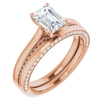 14K 7x5 mm Emerald Engagement Ring Mounting