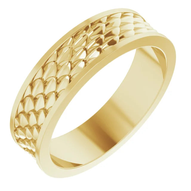14K 6 mm Scale Patterned Band Size 10