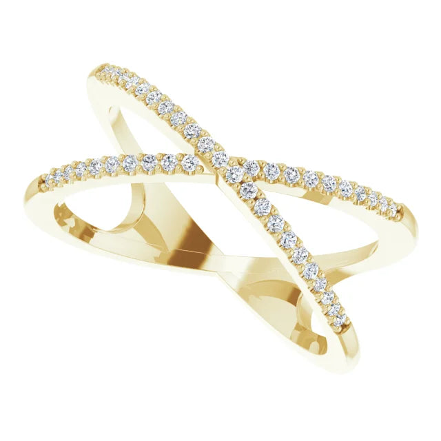 14K 1/6 CTW Natural Diamond Criss-Cross Ring