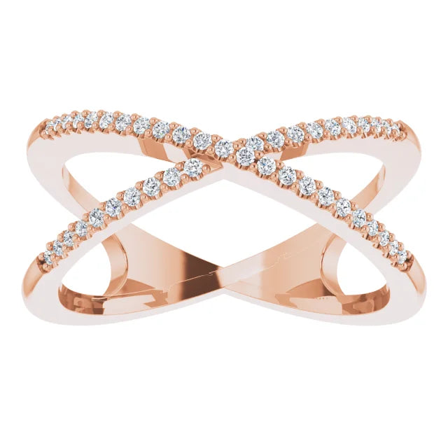 14K 1/6 CTW Natural Diamond Criss-Cross Ring