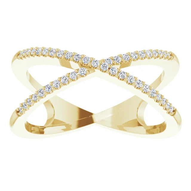 14K 1/6 CTW Natural Diamond Criss-Cross Ring