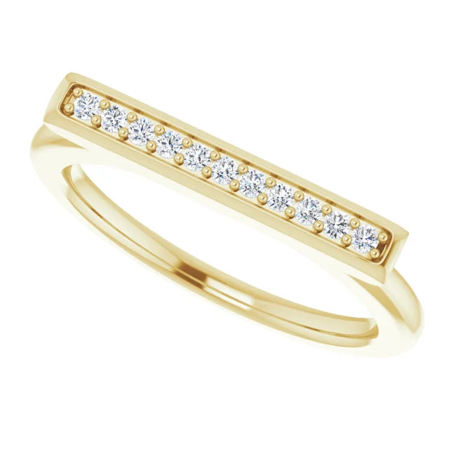 14K 1/10 CTW Natural Diamond Bar Ring
