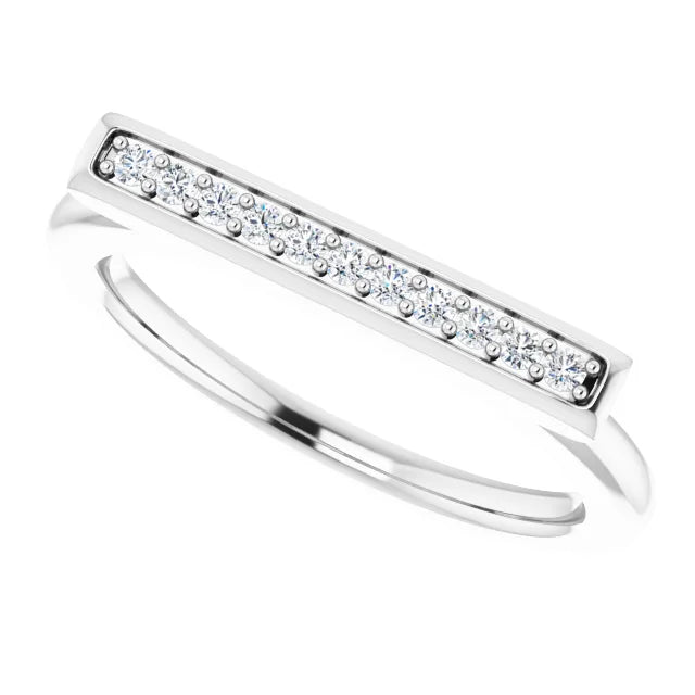14K 1/10 CTW Natural Diamond Bar Ring