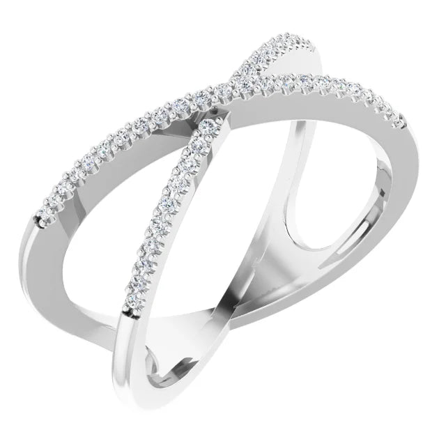 14K 1/6 CTW Natural Diamond Criss-Cross Ring