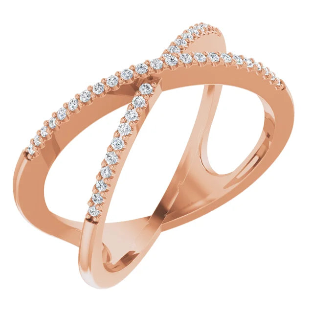 14K 1/6 CTW Natural Diamond Criss-Cross Ring