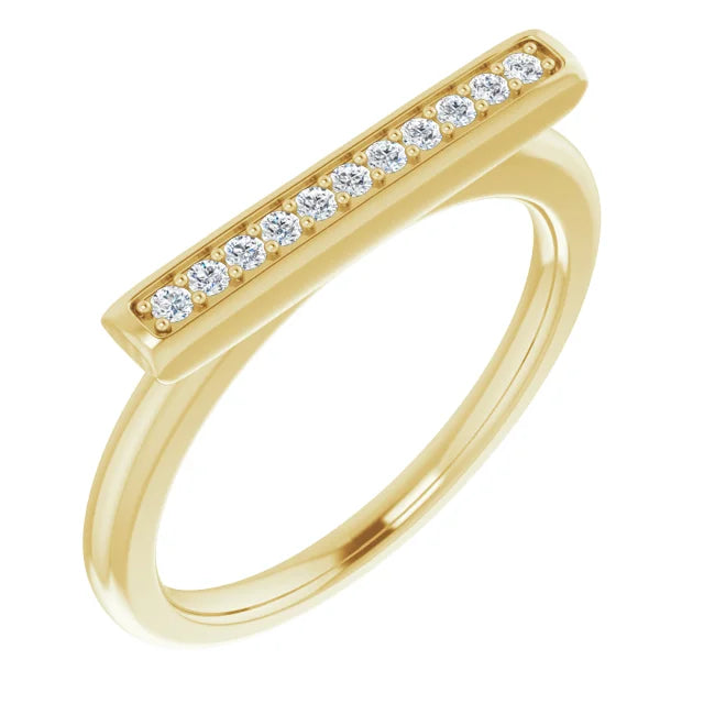 14K 1/10 CTW Natural Diamond Bar Ring
