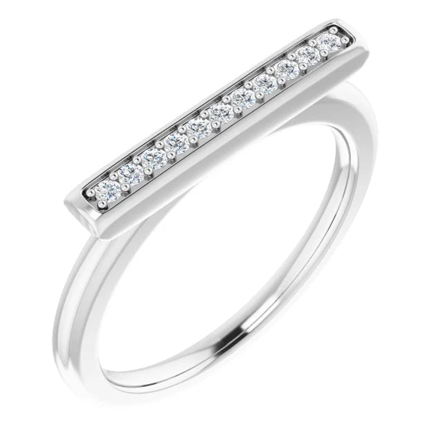 14K 1/10 CTW Natural Diamond Bar Ring