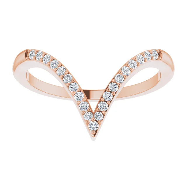 14K 1/6 CTW Natural Diamond V Ring