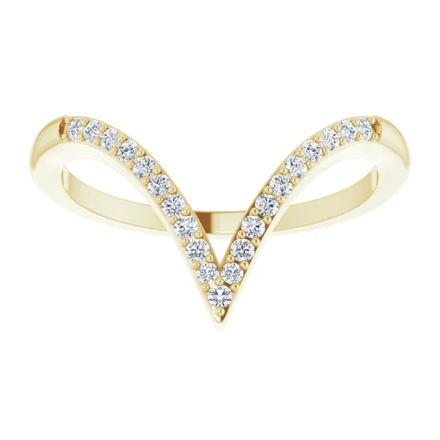 14K 1/6 CTW Natural Diamond V Ring