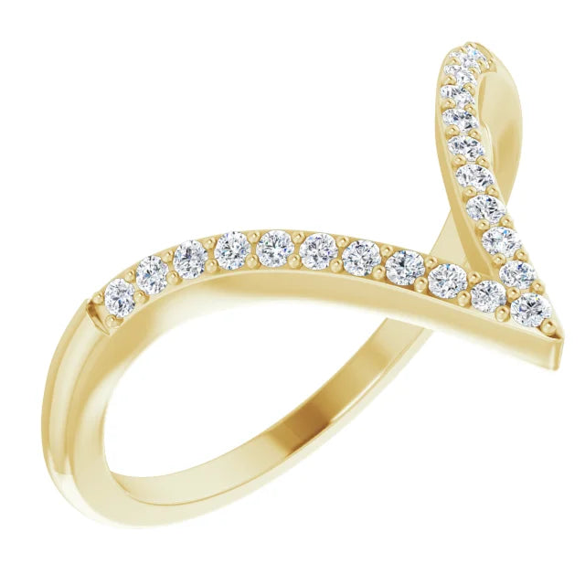 14K 1/6 CTW Natural Diamond V Ring
