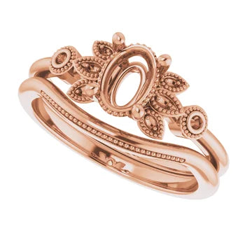 14K White 7x5 mm Oval Engagement Ring Mounting