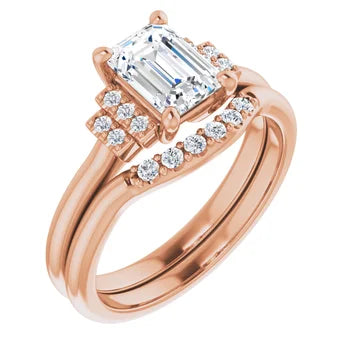 14K Yellow 7x5 mm Emerald Engagement Ring Mounting