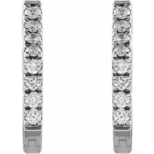Diamond Hexagon Hoop Huggie Earrings