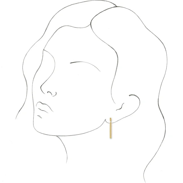 Vintage Sculptural Textured Bar Drop Stud Earrings
