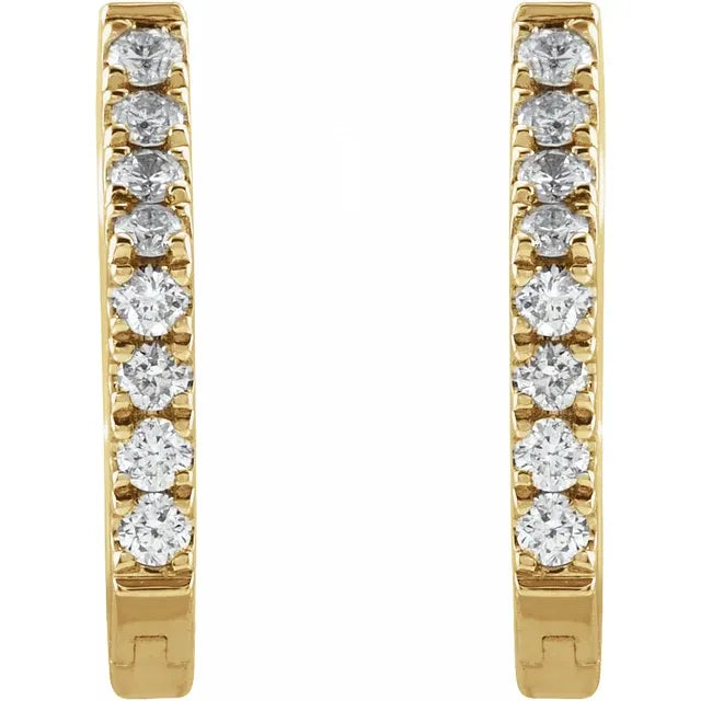 Diamond Hexagon Hoop Huggie Earrings