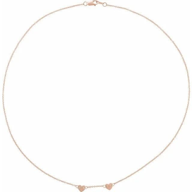 Heart Station Pendant Necklace 16 Inches