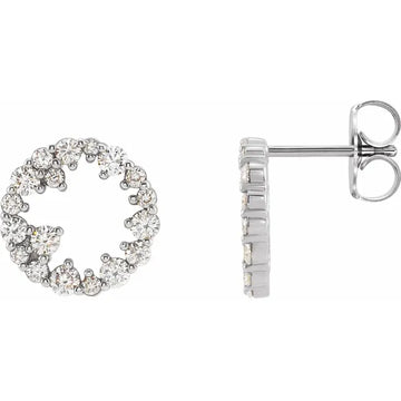 Scattered Diamond Open Circle Stud Earrings