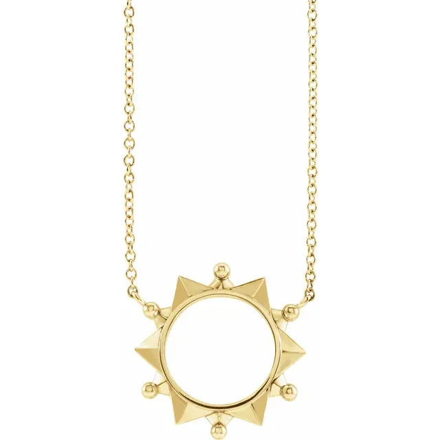 Geometric Sunburst Pendant Necklace 18 Inches