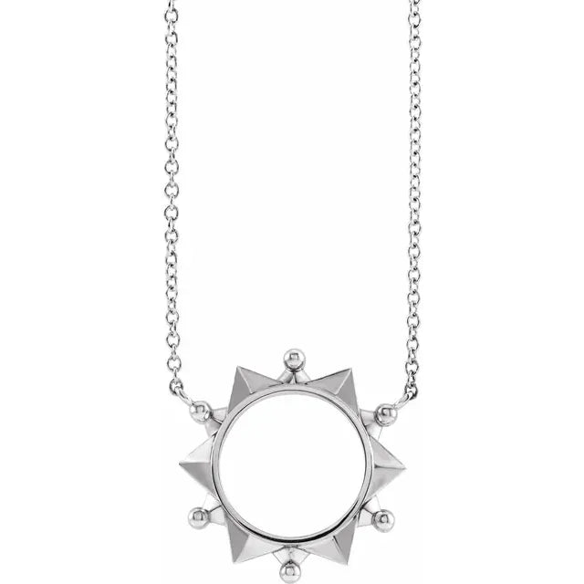 Geometric Sunburst Pendant Necklace 18 Inches