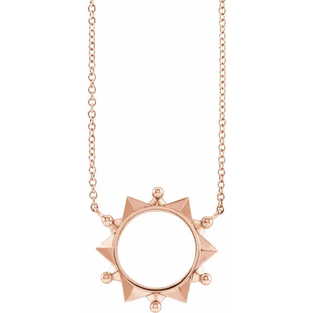 Geometric Sunburst Pendant Necklace 18 Inches