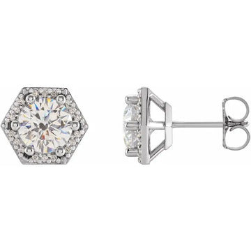 14K 4 mm Round .05 CTW Natural Diamond Semi-Set Halo-Style Earrings