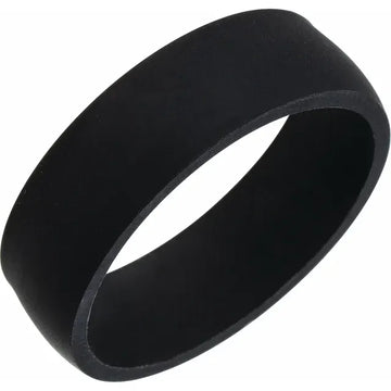Black Silicone 7 mm Comfort-Fit Half Round Band Size 10