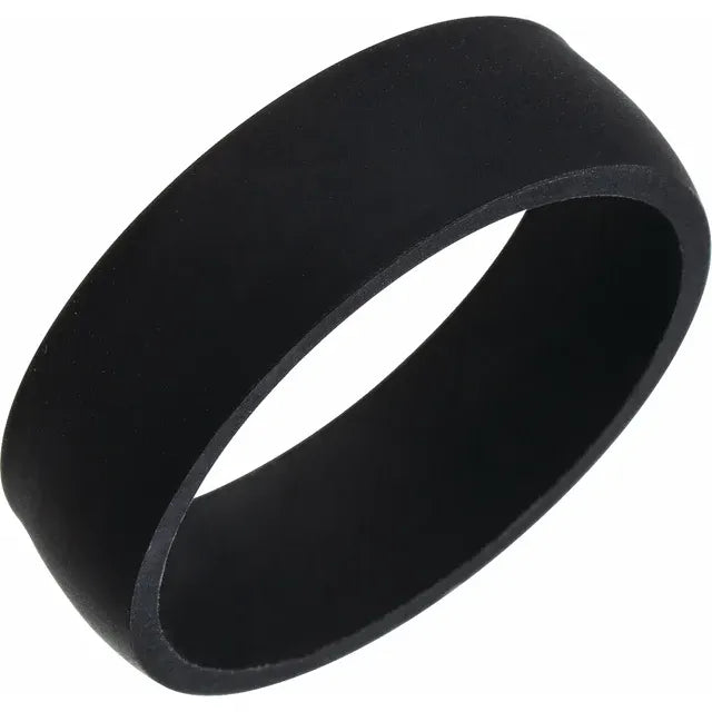 Black Silicone 7 mm Comfort-Fit Half Round Band Size 10