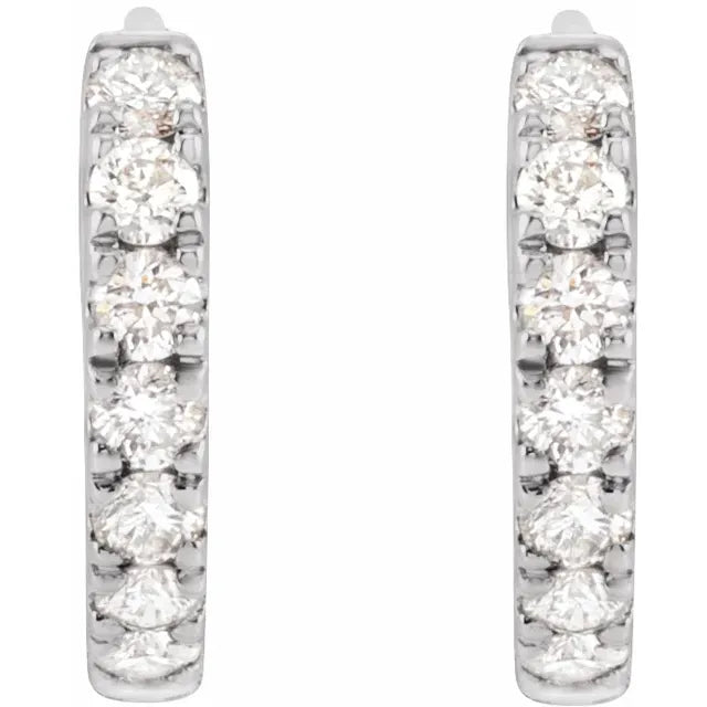 Diamond Hoop Huggie Earrings