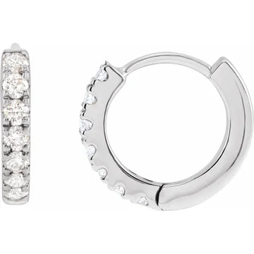 Diamond Hoop Huggie Earrings