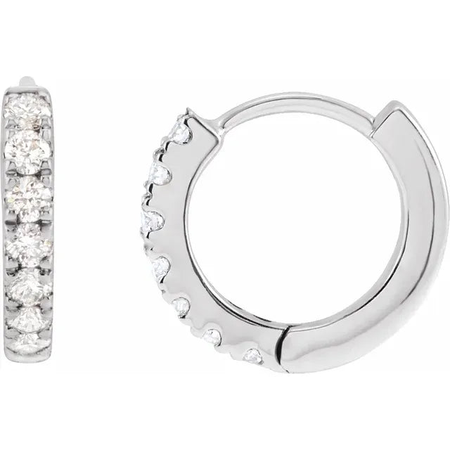 Diamond Hoop Huggie Earrings