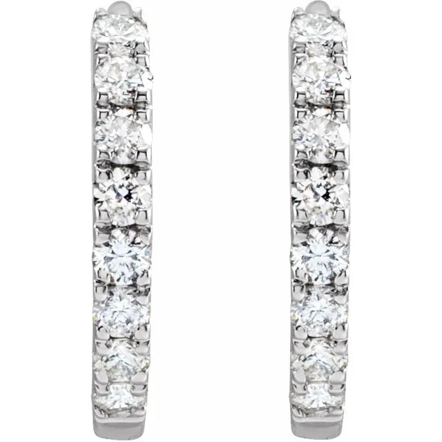 Diamond Hoop Huggie Earrings