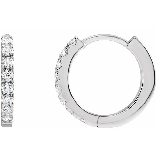 Diamond Hoop Huggie Earrings