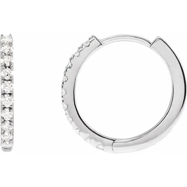 Diamond Hoop Huggie Earrings