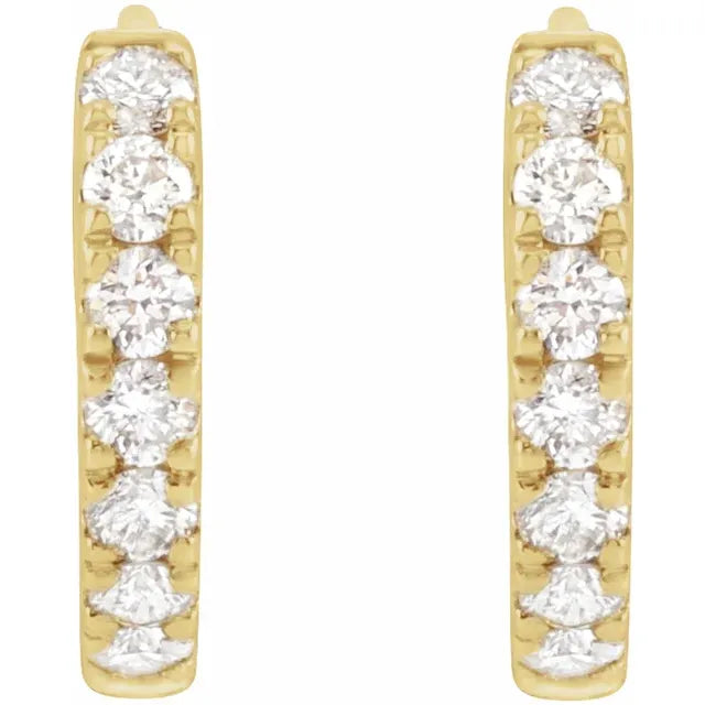 Diamond Hoop Huggie Earrings