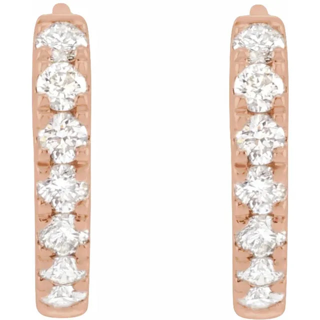 Diamond Hoop Huggie Earrings