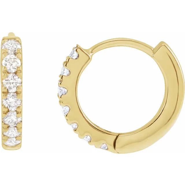 Diamond Hoop Huggie Earrings