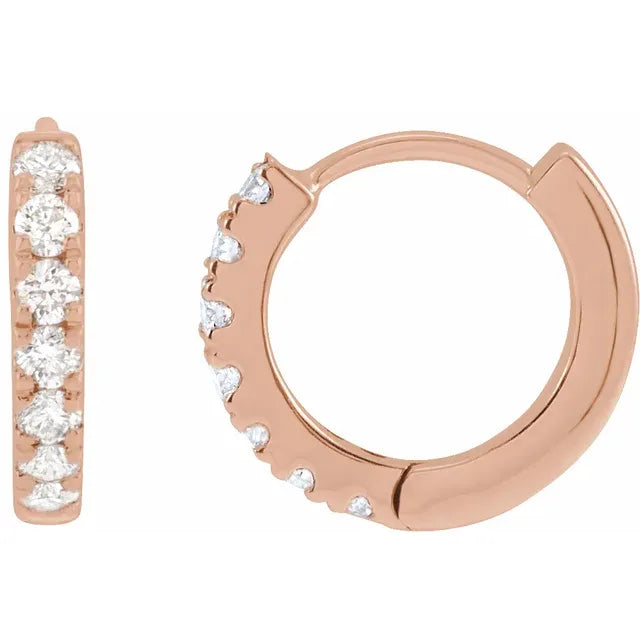 Diamond Hoop Huggie Earrings