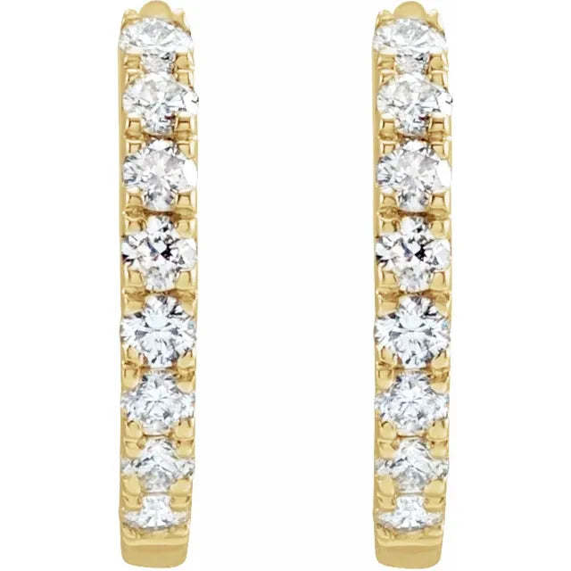 Diamond Hoop Huggie Earrings