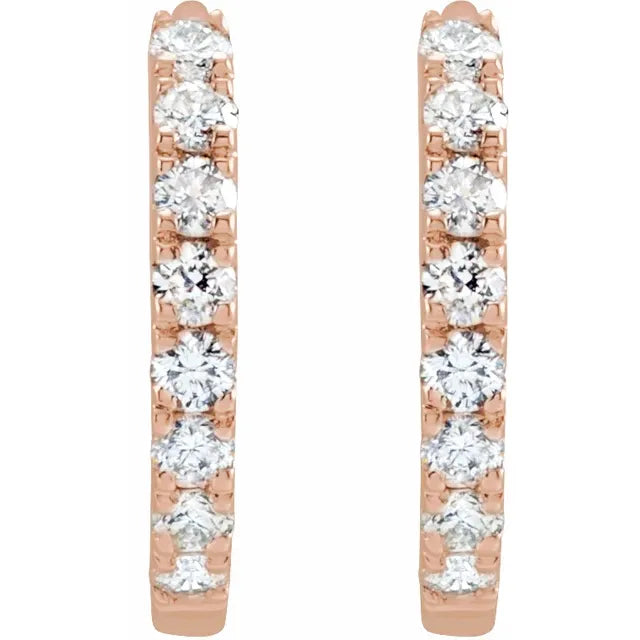 Diamond Hoop Huggie Earrings
