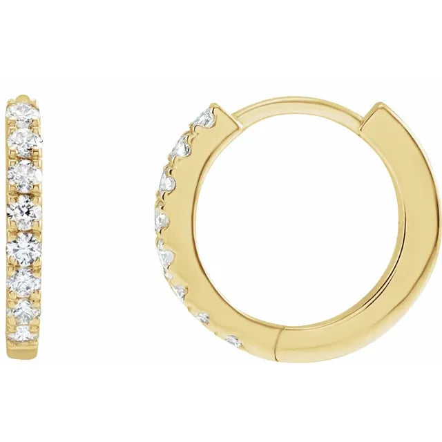 Diamond Hoop Huggie Earrings