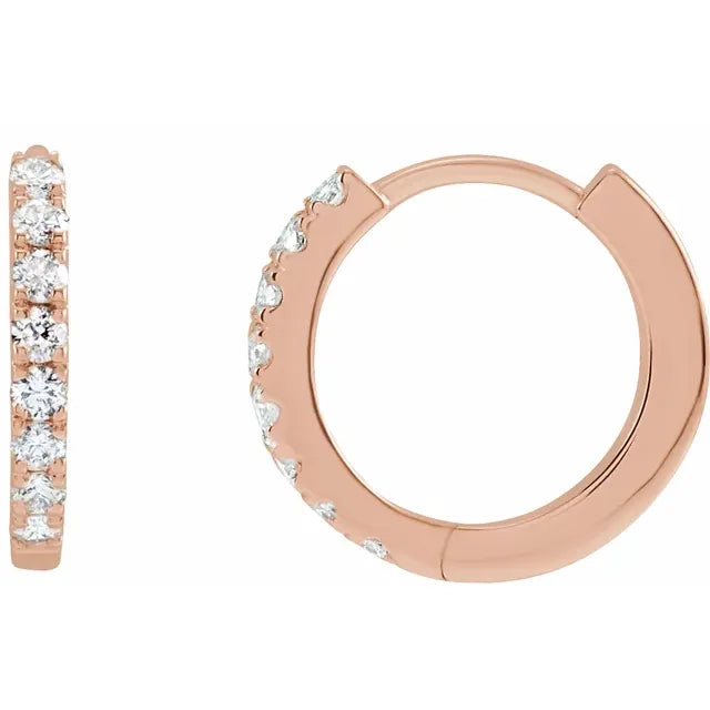 Diamond Hoop Huggie Earrings