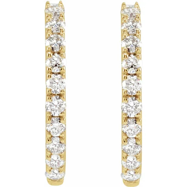 Diamond Hoop Huggie Earrings