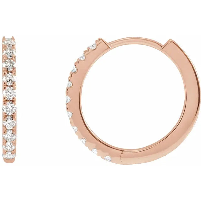 Diamond Hoop Huggie Earrings