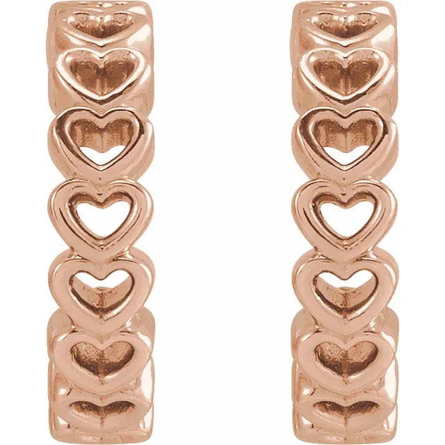 14K Heart Hoop Earrings