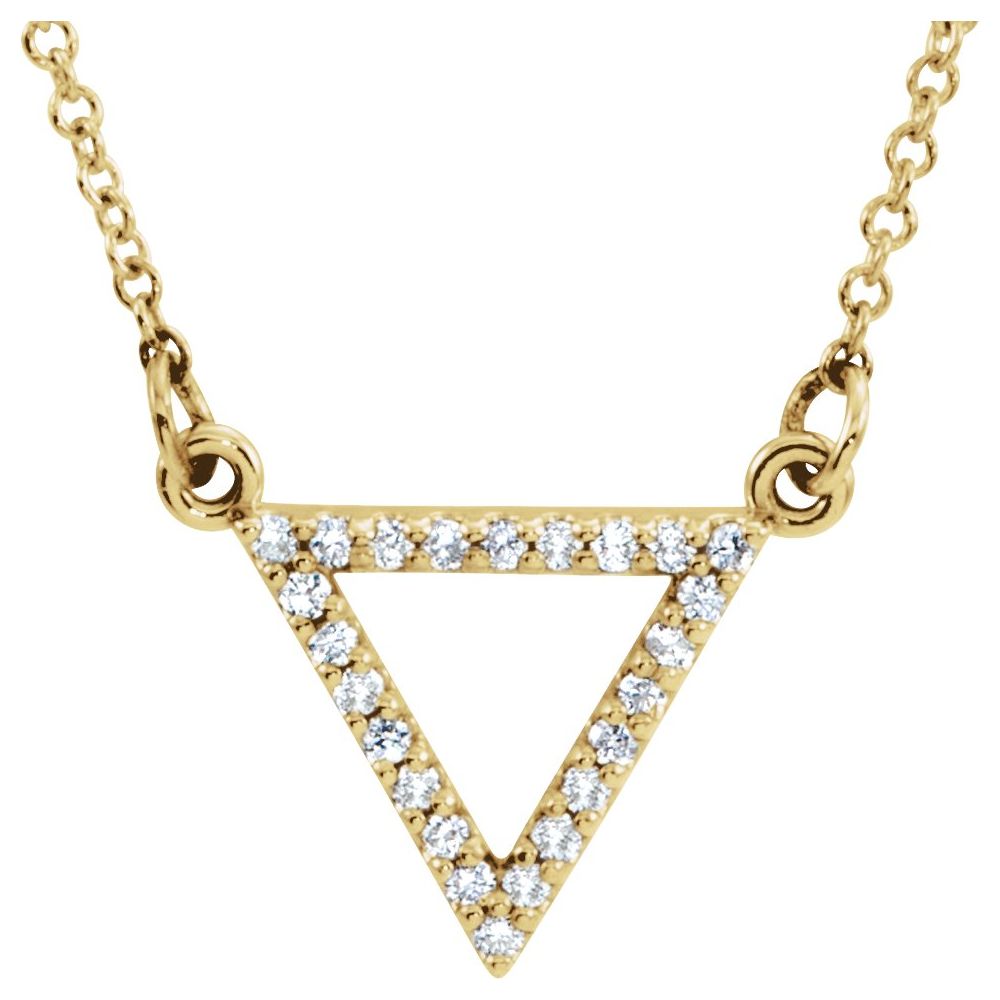 14K Yellow Gold Triangle Necklace with Natural Diamonds – 1/10 CTW, 16"