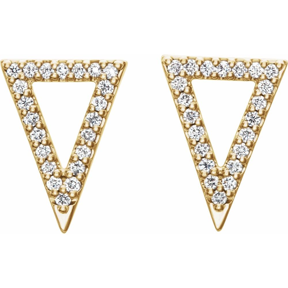 14K Yellow Gold 1/5 CTW Natural Diamond Open Triangle Stud Earrings