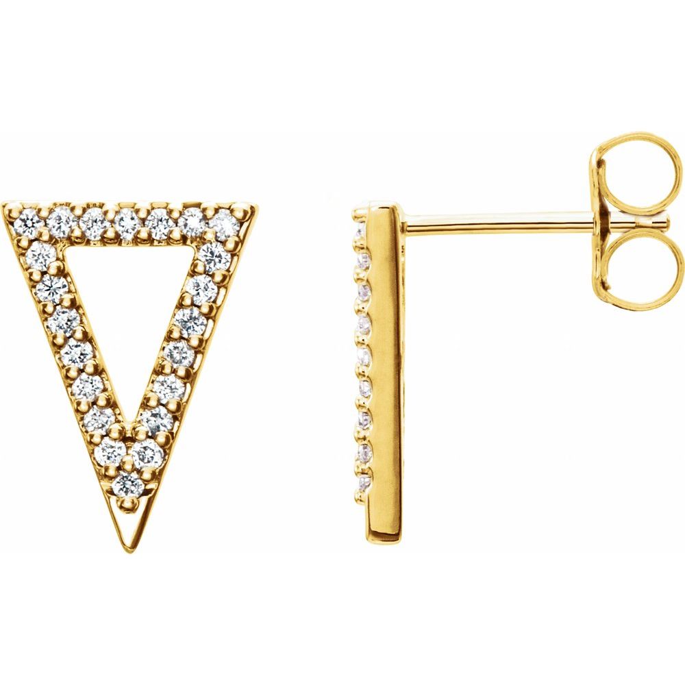 14K Yellow Gold 1/5 CTW Natural Diamond Open Triangle Stud Earrings