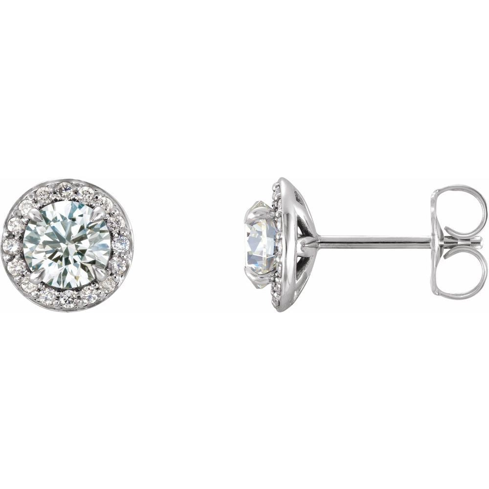 14K White Gold 3/8 CTW Claw Prong Halo-Style Natural Diamond Earrings