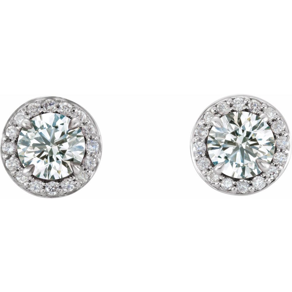 14K White Gold 3/8 CTW Claw Prong Halo-Style Natural Diamond Earrings