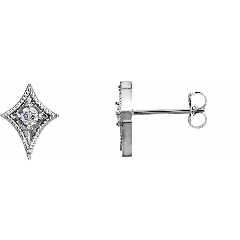 14K White Gold Geometric Diamond Earrings – 1/8 CTW Natural Diamonds